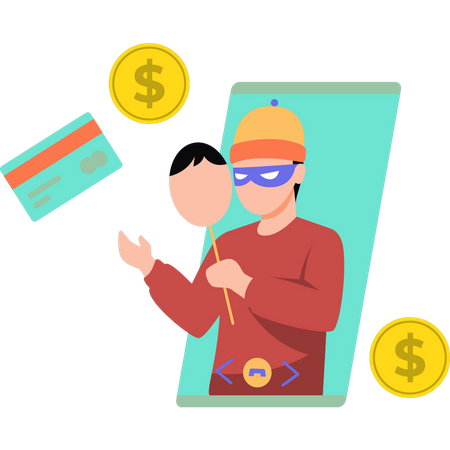 Hacker stealing money from mobile  Illustration