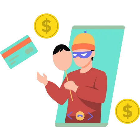 Hacker stealing money from mobile  Illustration