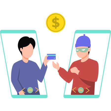 Hacker stealing money  Illustration