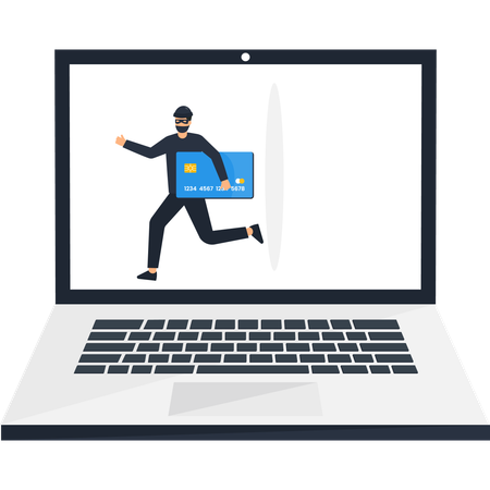 Hacker stealing online credit card  Illustration