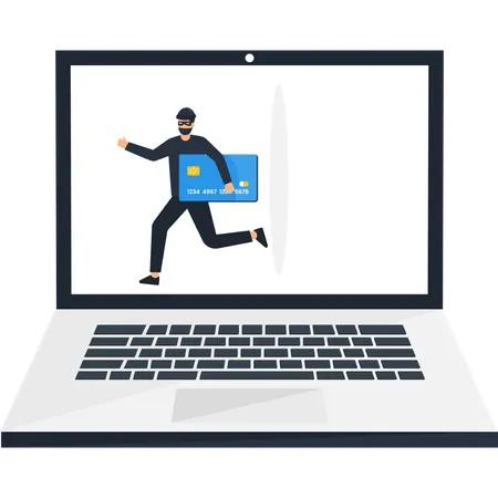 Hacker stealing online credit card  Illustration
