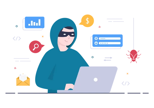 Hacker Stealing user data  Illustration