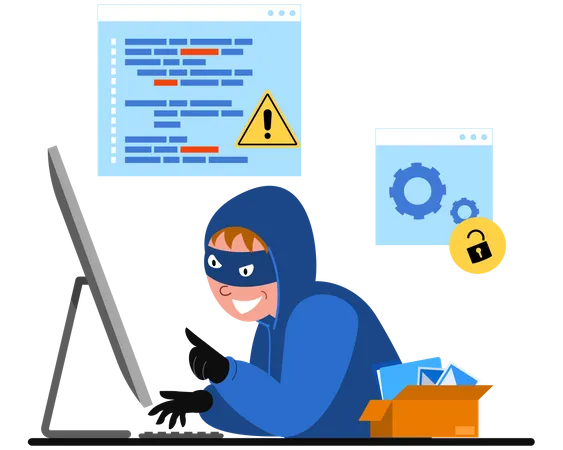 Hacker stealing user data  Illustration