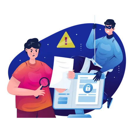 Hacker stealing user data  Illustration