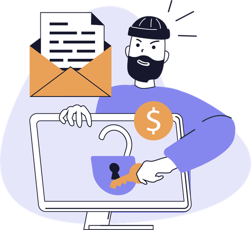Hacker steals confidential data from system  Illustration