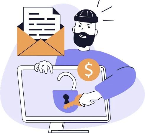 Hacker steals confidential data from system  Illustration
