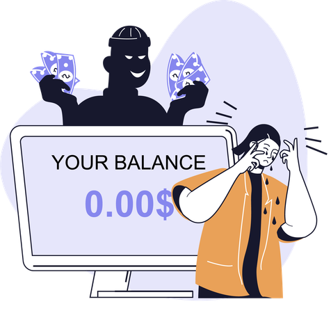 Hacker steals money from online account  Illustration