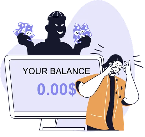 Hacker steals money from online account  Illustration