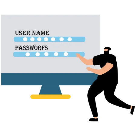 Hacker steals usernames and passwords  Illustration