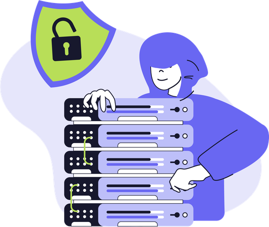 Hacker taking data from sever  Illustration