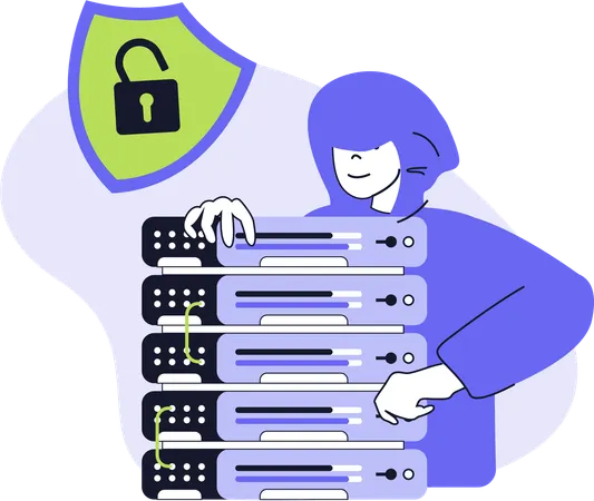 Hacker taking data from sever  Illustration