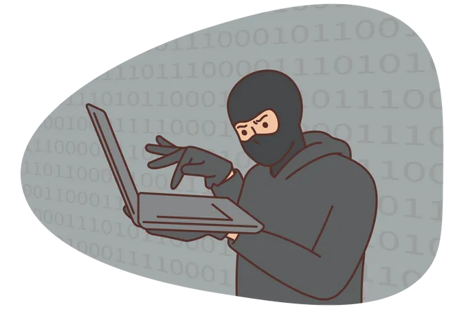Un pirate informatique vole des données en ligne  Illustration
