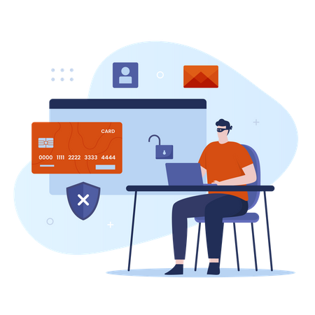 Un pirate informatique vole les détails de votre carte de crédit  Illustration
