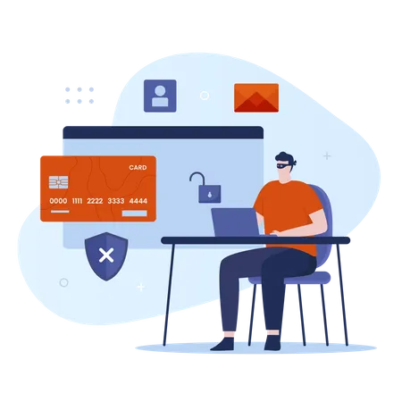 Un pirate informatique vole les détails de votre carte de crédit  Illustration