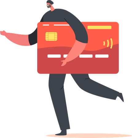 Hacker with stolen credit card Illustration