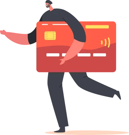 Hacker with stolen credit card  Illustration