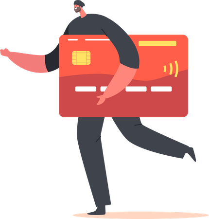 Hacker with stolen credit card  일러스트레이션