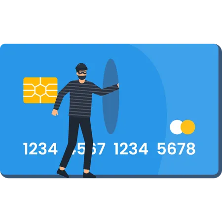 Hacker working on credit card theft  Illustration