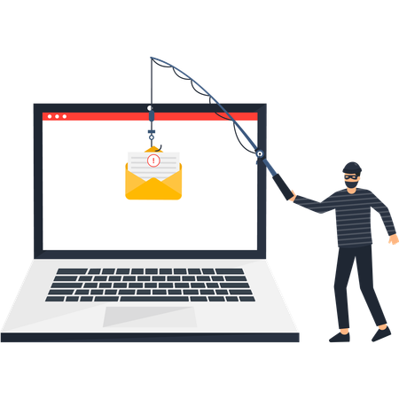 Hacker working on cybersecurity phishing  Illustration