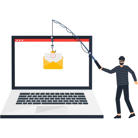 Hacker working on cybersecurity phishing  Illustration