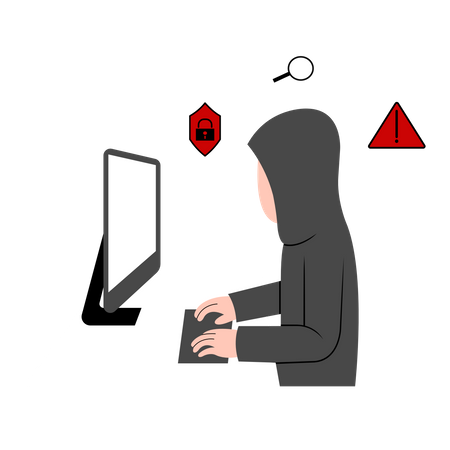 Hacker working to hack system Illustration