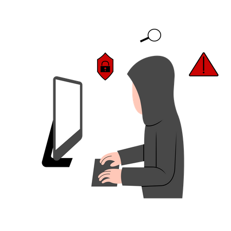 Hacker working to hack system  Illustration