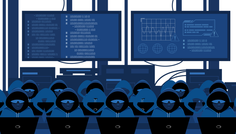 Hackers doing cyber attack  일러스트레이션