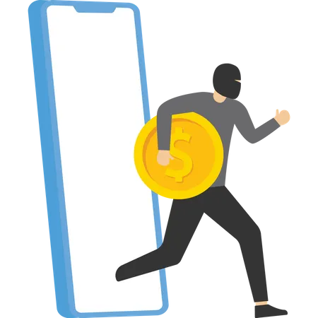 Hackers Steal Money Through Cell Phone Systems Vector Illustration In Flat Style Illustration