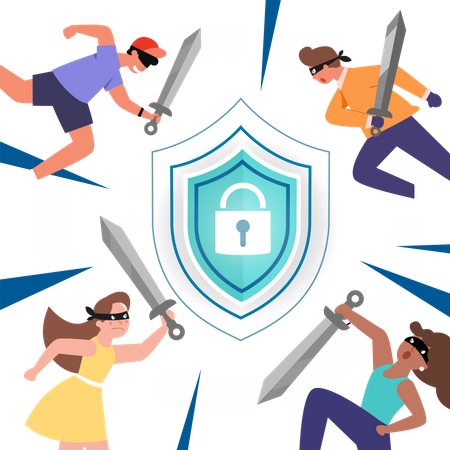 Hackers trying to break security shield  Illustration