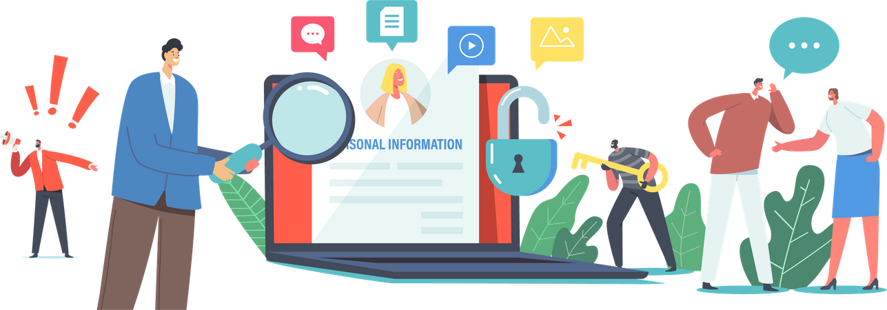 Hacking de informações on-line  Ilustração