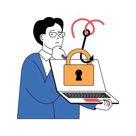 Hacking de segurança cibernética  Ilustração