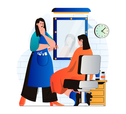 Hair cutting by female hair dresser  Illustration