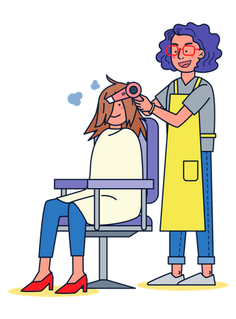 Hair cutting by female hair dresser  Illustration