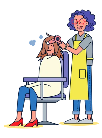 Hair cutting by female hair dresser  Illustration