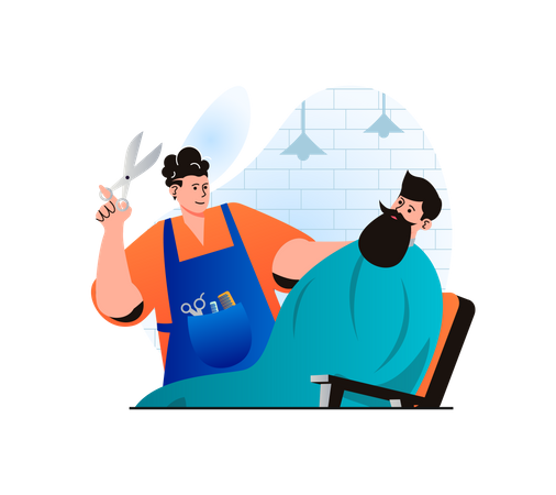 Hair cutting by male hair dresser  Illustration