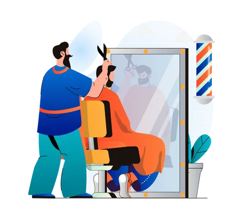 Hair cutting by male hair dresser  Illustration