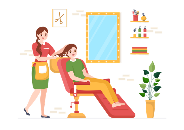 Hair cutting by male hair dresser  Illustration