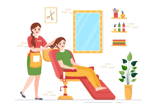 Hair cutting by male hair dresser  Illustration