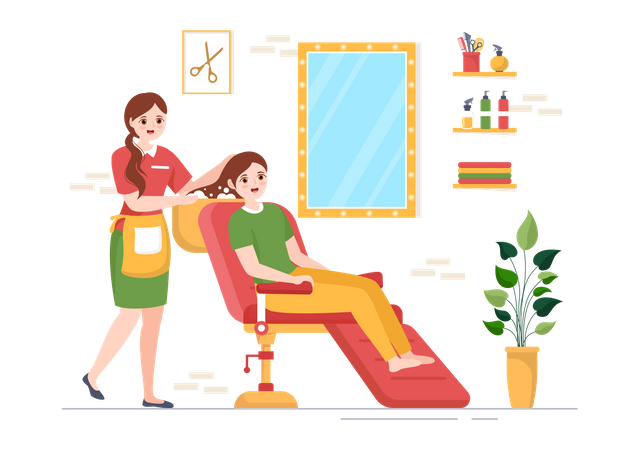 Hair cutting by male hair dresser Illustration