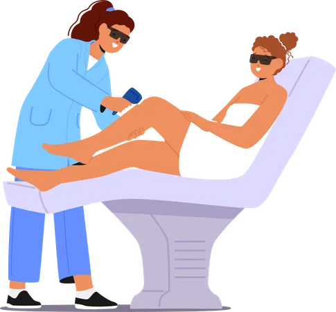 Woman Undergoes Professional Leg Depilation Treatment At A Salon Revealing Smooth And Hair Free Skin In A Photo Capturing The Beauty And Confidence Of The Process Cartoon People Vector Illustration Illustration