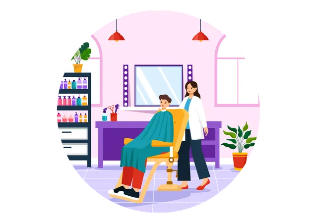 Hair Clinic Vector Illustration With Hairdresser Haircut Haircare And Hairstyle In Beauty Salon Or Barber In Flat Cartoon Background Illustration