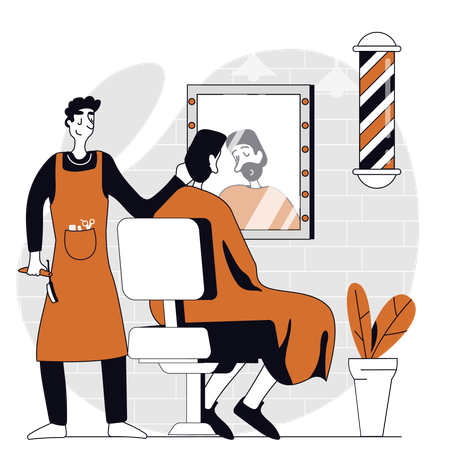 男のヘアサロン  イラスト