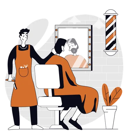 男のヘアサロン  イラスト