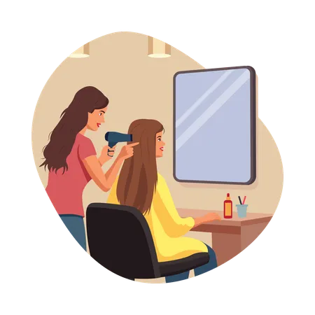Hair stylish making hairstyle in salon  Illustration