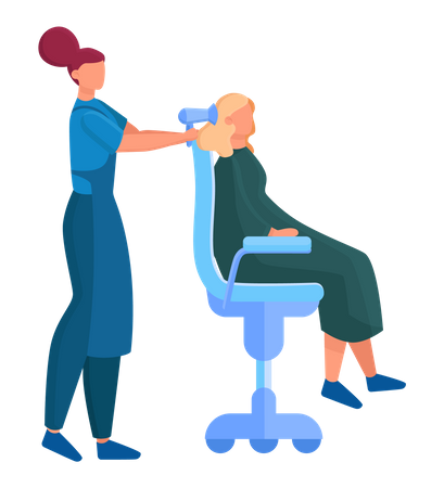 Hair stylist drying hair of customer  Illustration