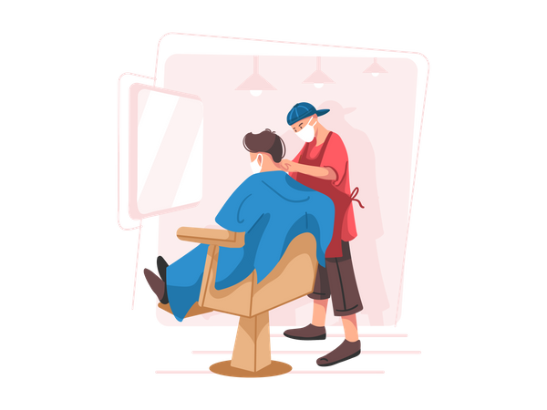 Haircut during corona Illustration