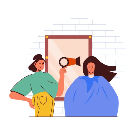 Hairdresser Master doing Drying Hair  Illustration