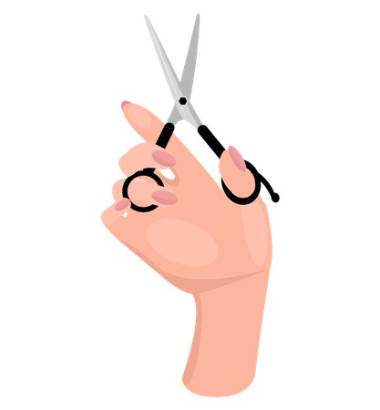 Hairdressing scissors with sharp blades and additional handle for holding  Illustration