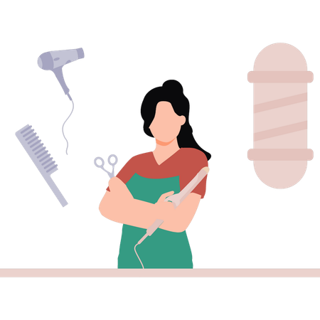Hairstylist is standing in the salon  Illustration