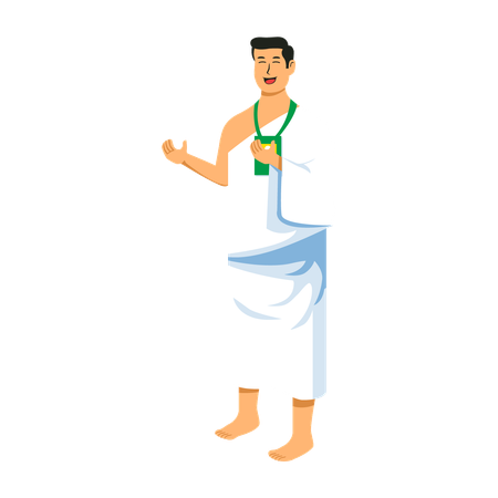 Homme du hajj faisant la prière  Illustration